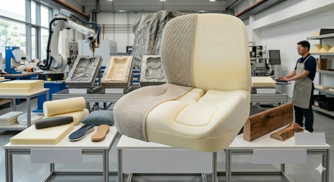 AI生成的人体工学坐垫与聚氨酯支撑承托结构示意图