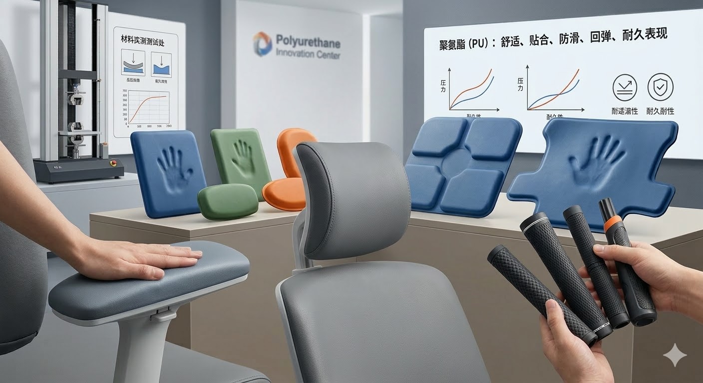 AI生成的人机接触类聚氨酯部件应用示意图